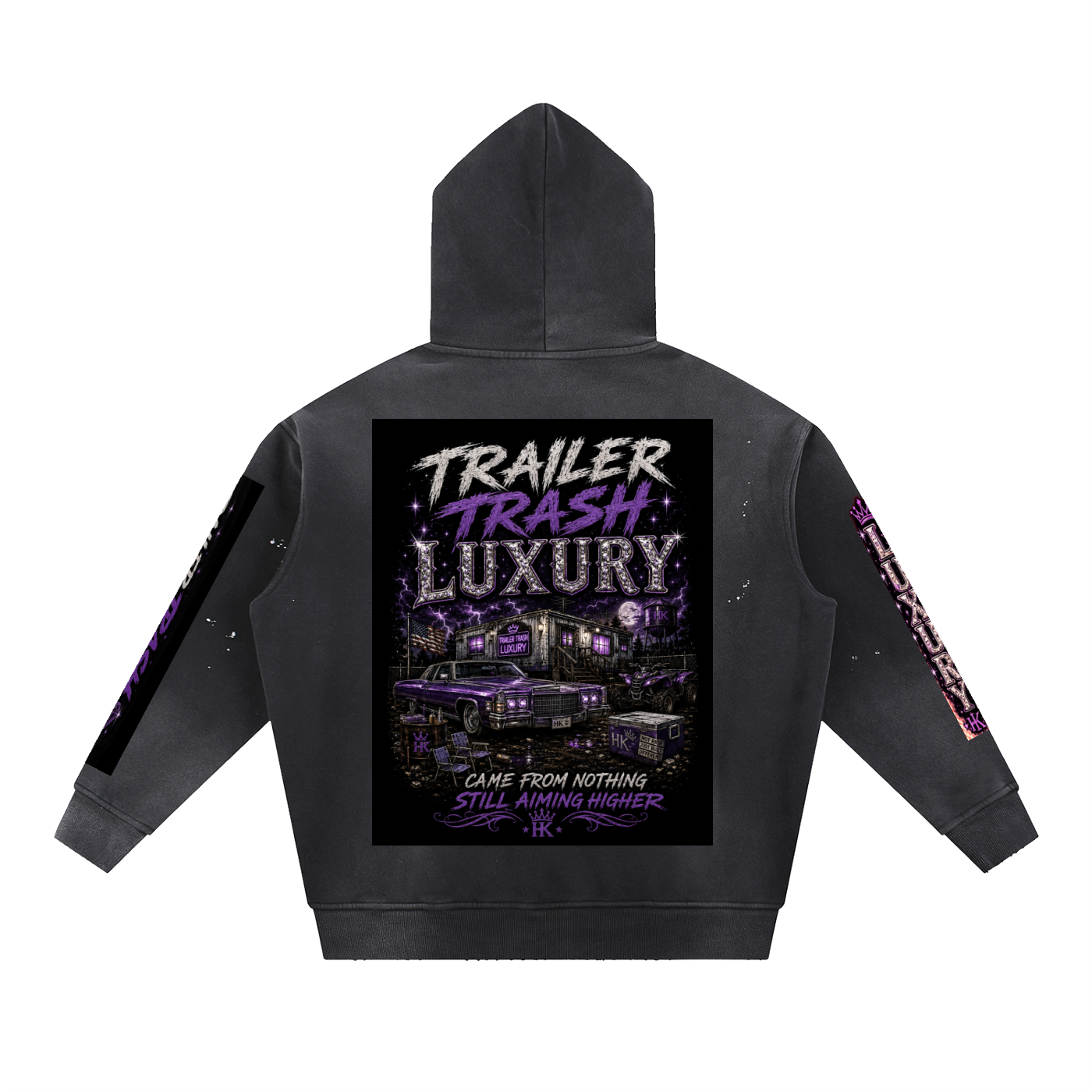 Vintage Washed Frayed Fleece Hoodie